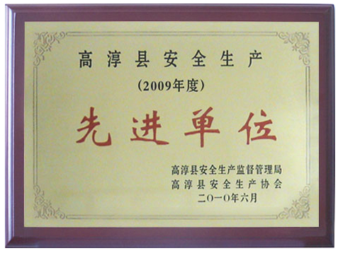 2009 Advanced Unit of Safe Production in Gaochun County